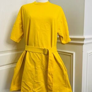 COS Bright Yellow Crewneck Tshirt Dress